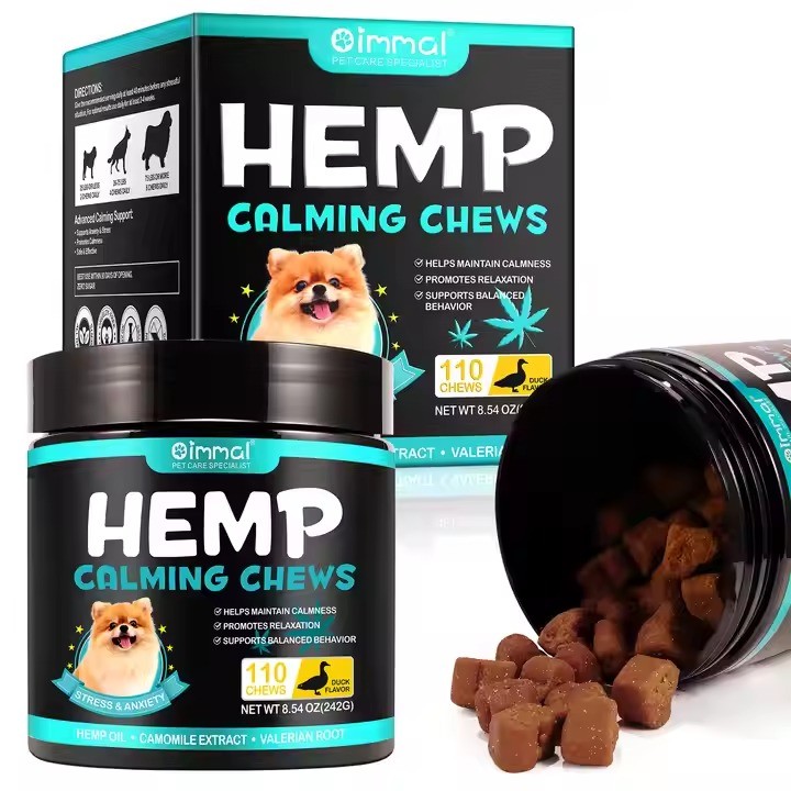 OIMMAI private label 110pc duck custom natural soft hemp dog calming chews pet dog snack food,organic pet snacks for dogs
